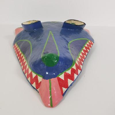 LOT 133: Paper Mache Art Masks Signed Gina Truex with Signed Bowl