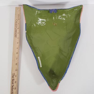 LOT 133: Paper Mache Art Masks Signed Gina Truex with Signed Bowl