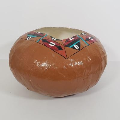 LOT 133: Paper Mache Art Masks Signed Gina Truex with Signed Bowl