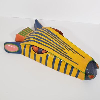 LOT 133: Paper Mache Art Masks Signed Gina Truex with Signed Bowl