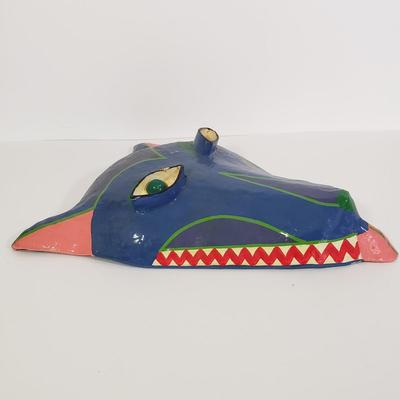 LOT 133: Paper Mache Art Masks Signed Gina Truex with Signed Bowl