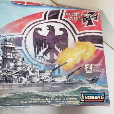 LOT 160: German Battleship Model Kit, Model Airplane, German Wooden Hobby Kits & Assorted Empty Boxes from Model Kits