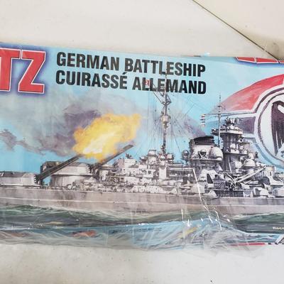 LOT 160: German Battleship Model Kit, Model Airplane, German Wooden Hobby Kits & Assorted Empty Boxes from Model Kits