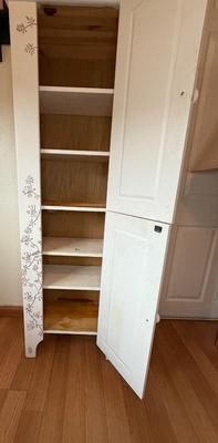 Wooden White Cabinet Hand Painted 21.5x12.5x67.5
