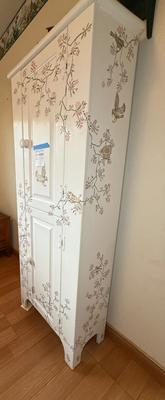 Wooden White Cabinet Hand Painted 21.5x12.5x67.5