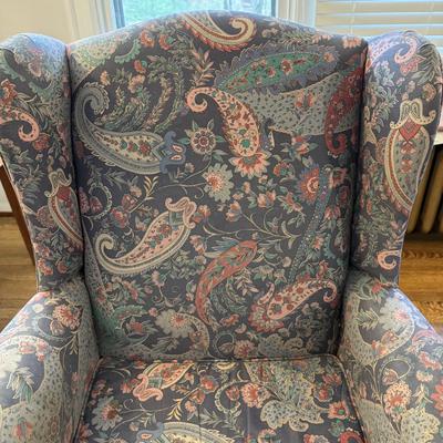 Pair of Paisley Wing Back Arm Chairs (B2-BM)