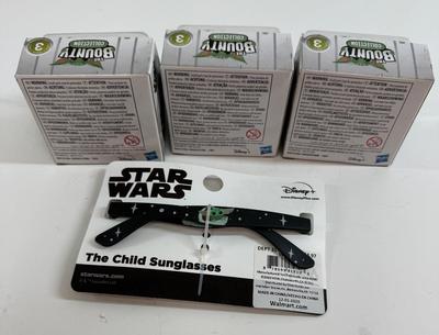 Sale Photo Thumbnail #278: All new in original packaging / boxes.  Includes the Child Sunglasses, and 3 Hasbro Star Wars The Bounty Collection Series 3 figurines (#15, #16 & #18) of the Child (Grogu).
