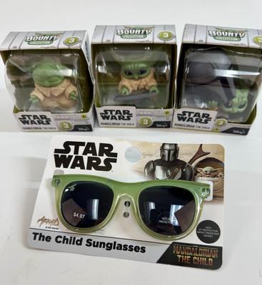 Sale Photo Thumbnail #277: All new in original packaging / boxes.  Includes the Child Sunglasses, and 3 Hasbro Star Wars The Bounty Collection Series 3 figurines (#15, #16 & #18) of the Child (Grogu).