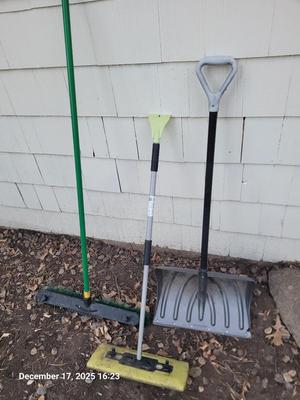 Sale Photo Thumbnail #43: Snow shovel, car scaper with pusher and push broom