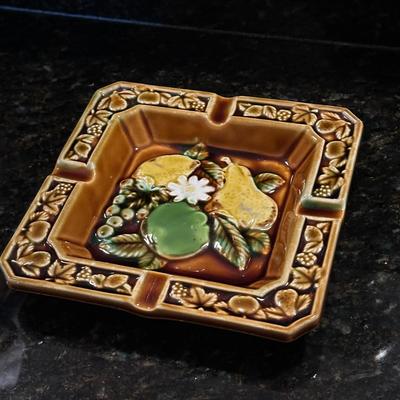 Vintage Ceramic Ashtray with Fruit and Floral, Japan