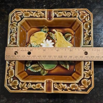 Vintage Ceramic Ashtray with Fruit and Floral, Japan