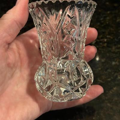 Lot of 2 Heavy Glass Candle Holders