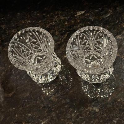 Lot of 2 Heavy Glass Candle Holders