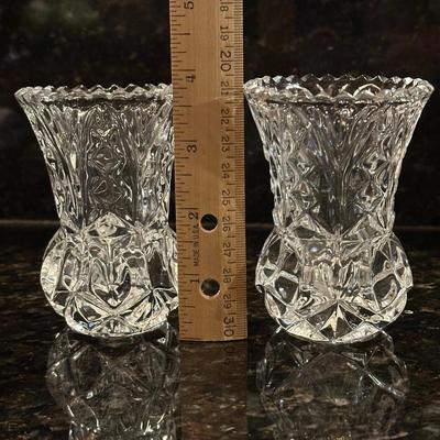 Lot of 2 Heavy Glass Candle Holders