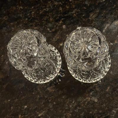 Lot of 2 Heavy Glass Candle Holders