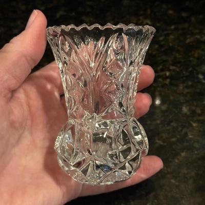 Lot of 2 Heavy Glass Candle Holders