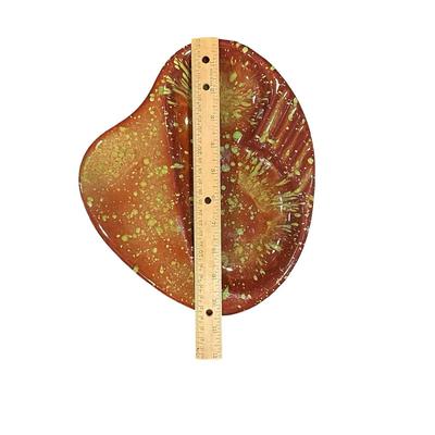 Vintage Ceramic Splattered Brown & Green Ashtray 10.5" Long