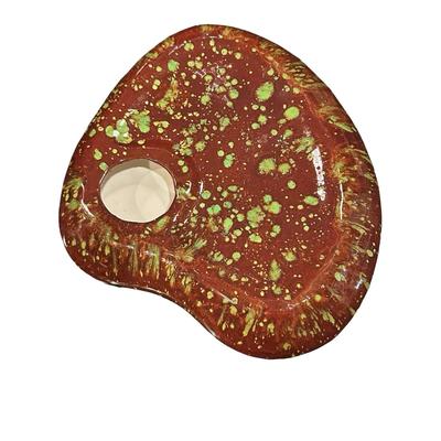 Vintage Ceramic Splattered Brown & Green Ashtray 10.5" Long