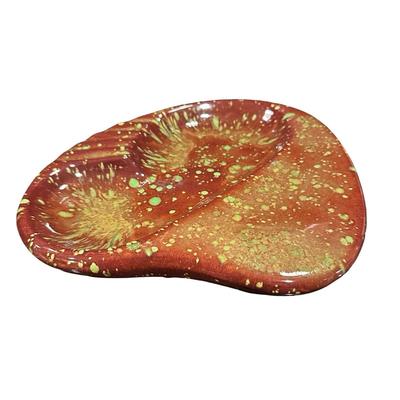 Vintage Ceramic Splattered Brown & Green Ashtray 10.5" Long