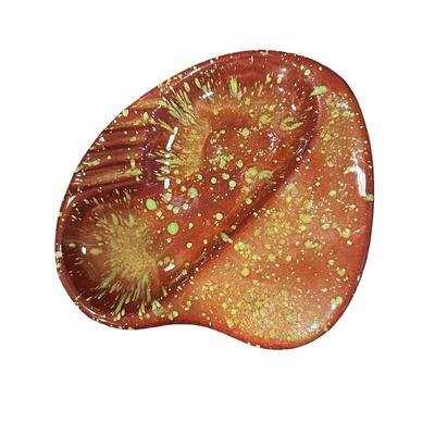 Vintage Ceramic Splattered Brown & Green Ashtray 10.5" Long