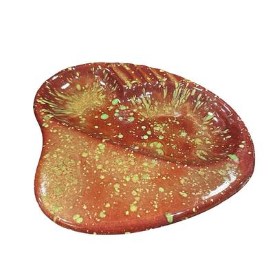 Vintage Ceramic Splattered Brown & Green Ashtray 10.5" Long