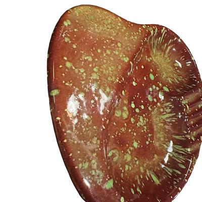 Vintage Ceramic Splattered Brown & Green Ashtray 10.5" Long