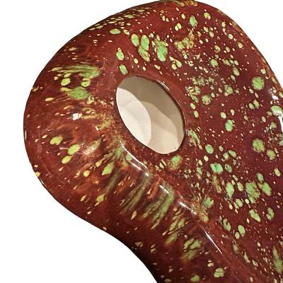 Vintage Ceramic Splattered Brown & Green Ashtray 10.5" Long