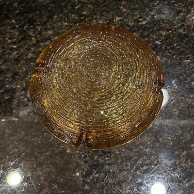 Vintage Mid-Century Amber Art Glass Ashtray