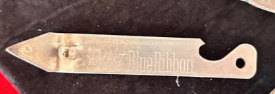 PINK DEPRESSION GLASS LIQUID MEASURING CUP, FORD CO-OPERATIVE TONGS, BOTTLE OPENERS AND MORE