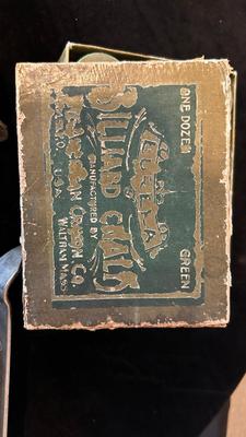 BOX OF VINTAGE BILLIARDS CHALKS, AND AN ASSORTMENT OF BOTTLE OPENERS