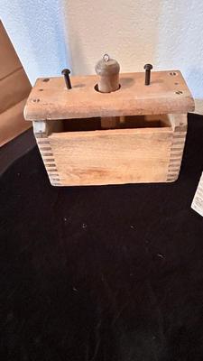 BUTTER PRESS MOLD AND A NEAT OLD RECIPE BOX PLUM FULL OF RECIPES FROM WAY BACK WHEN