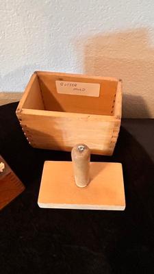 BUTTER PRESS MOLD AND A NEAT OLD RECIPE BOX PLUM FULL OF RECIPES FROM WAY BACK WHEN