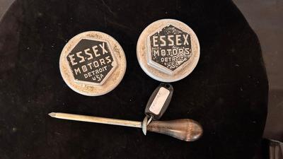 ESSEX MOTORS DETROIT HUB CAPS AND TROCAR TOOL
