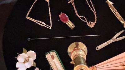 TIE CLIPS, HAT PINS, FAN AND MORE