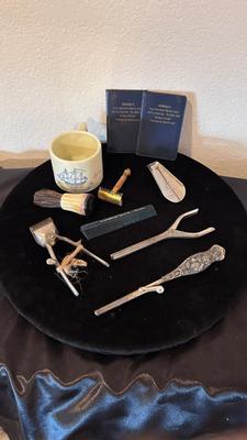 ANTIQUE BARBER TOOLS AND SALON ITEMS