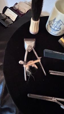 ANTIQUE BARBER TOOLS AND SALON ITEMS