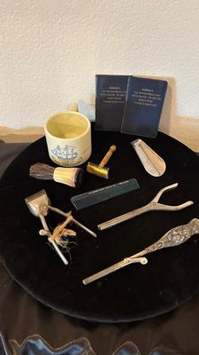 ANTIQUE BARBER TOOLS AND SALON ITEMS