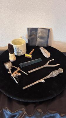 ANTIQUE BARBER TOOLS AND SALON ITEMS