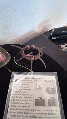 ANTIQUE CALF WEENING NOSE PIECE, COPPER ALLOY TUDOR BUCKLE /HARNESS PIECE AND OTHER LIKE ITEMS