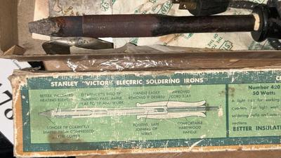 ANTIQUE/VINTAGE WOOD WORKING TOOLS AND STANLEY SOLDERING IRON