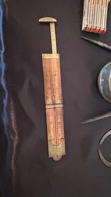 OLD MEASURING TOOLS AND CHALK LINE