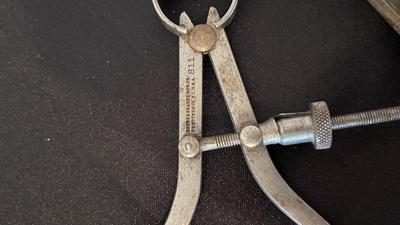 OLD MEASURING TOOLS AND CHALK LINE