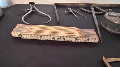 OLD MEASURING TOOLS AND CHALK LINE