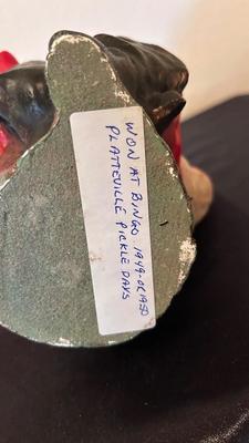 1949 SANTA CLAUSE BANK BINGO WINNER PRIZE AND WOODEN SNOWMAN