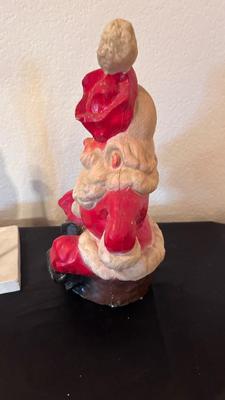 1949 SANTA CLAUSE BANK BINGO WINNER PRIZE AND WOODEN SNOWMAN