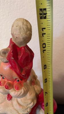 1949 SANTA CLAUSE BANK BINGO WINNER PRIZE AND WOODEN SNOWMAN