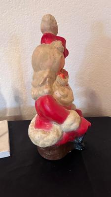 1949 SANTA CLAUSE BANK BINGO WINNER PRIZE AND WOODEN SNOWMAN