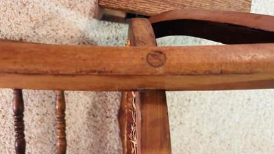 VERY UNIQUE DUAL FACE CLOCK, AND ANTIQUE CANE SEAT CHAIR