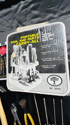 CRESCENT SIDE CUTTERS, TOOL CARRY ALL UNIT, HAMMER, SCREW DRIVERS AND MORE