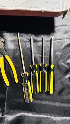 CRESCENT SIDE CUTTERS, TOOL CARRY ALL UNIT, HAMMER, SCREW DRIVERS AND MORE